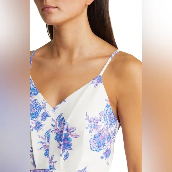 Chelsea 28 Sleeveless Faux Wrap Dress in Ivory Garden - Picture 8 of 14